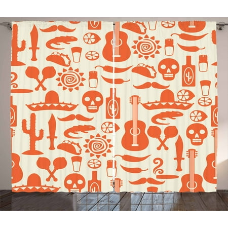 Mexican Curtains 2 Panels Set Ethnic South American Culture