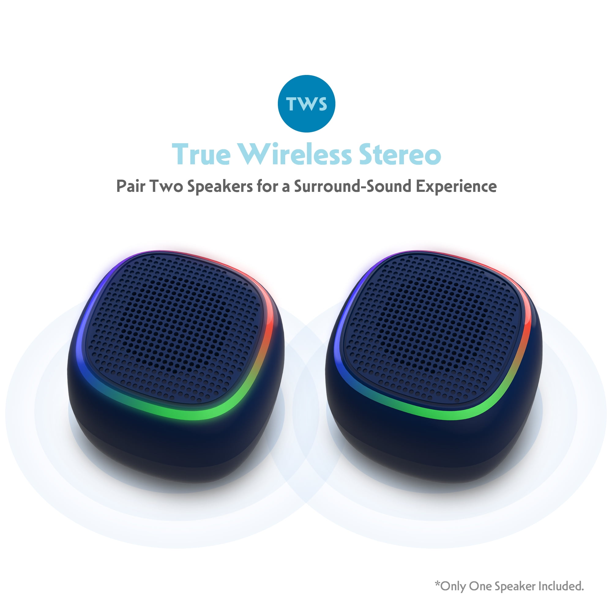 Bluescape Mini Portable Bluetooth Speaker, IPX7 Waterproof Wireless Speaker, Black with LED Lights  (图4)