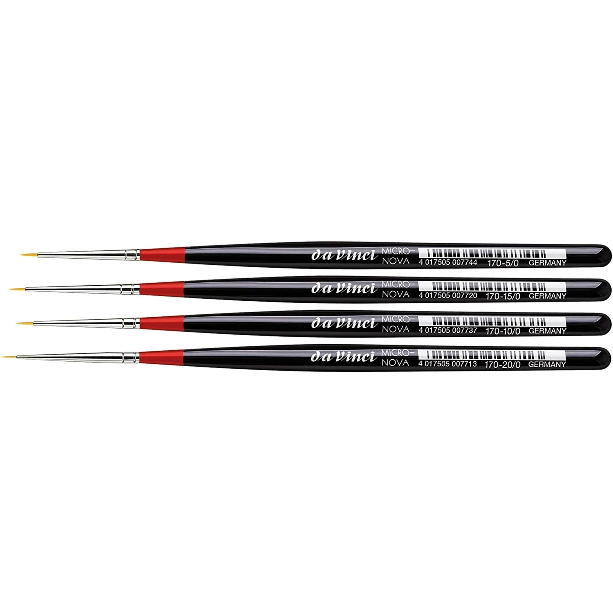 da Vinci MICRO-NOVA Miniature Brushes, Synthetic, Acrylic & Oil, Round, Series 170, 4 Brush Set