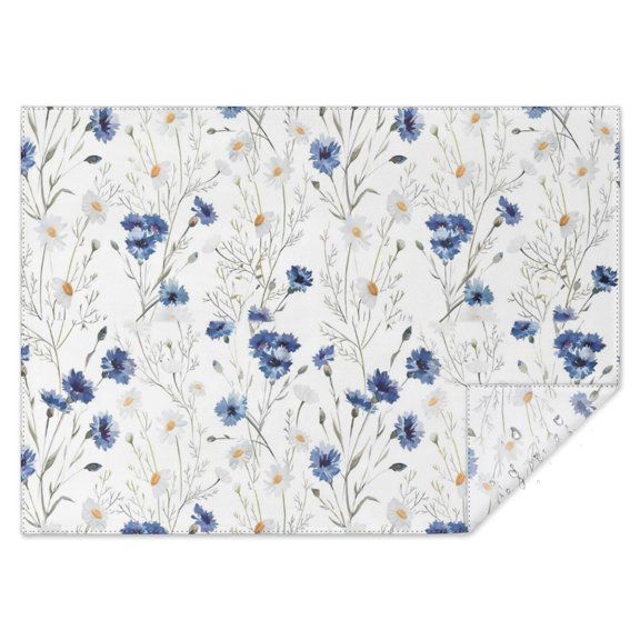 White Daisy Flower Pattern Rectangle Tablecloth 60"x84",Waterproof Polyester Rectangle Table Cloth, Wipeable Spillproof Polyester Tablecloth for Dining, Camping, Indoor and Outdoor