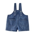 thumbnail image 2 of UACY Easter Bunny Overalls for Baby Girls Toddler Cute Denim Romper with Ears and Pompom Baggy Wide Leg Suspender, 2 of 9