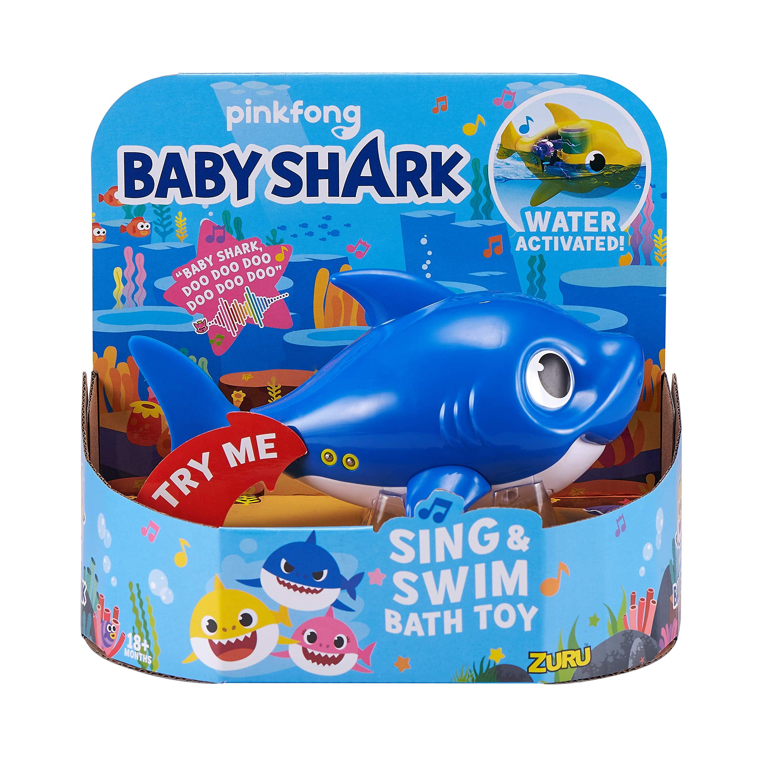 Robo Alive Junior Baby Shark Battery-Powered Sing and Swim Bath Toy by ZURU 