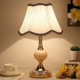 thumbnail image 4 of Lámpara de escritorio de cristal Simple de estilo europeo, lámparas de noche para dormitorio de tela Retro, luz de mesa de hierro forjado clásica, iluminación nocturna de lujo, 4 of 5