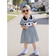 thumbnail image 4 of BemeyourBBs Kids Toddler Baby Girl Back to School Dress Outfit Baby Girl Pre Kindergarten Outfits Summer Dress Graduation Cap Pattern Striped Print Doll Collar Short Sleeve Causal Dress, 4 of 9