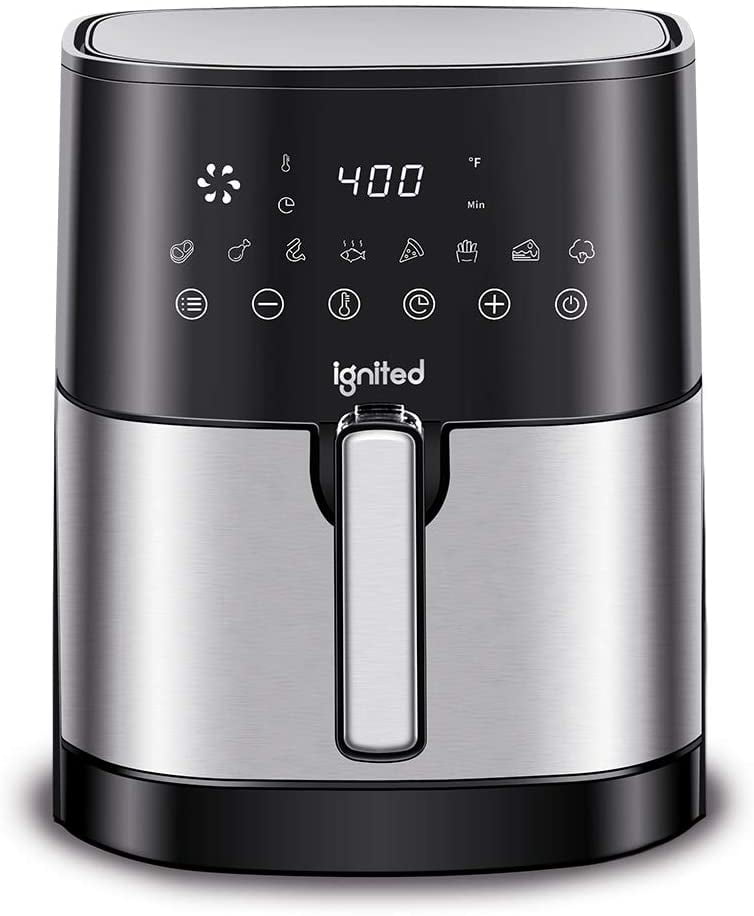 ignited Air Fryer, 5.5/7.5 Quart Large, 1700Watt Oilless Cooker, LED