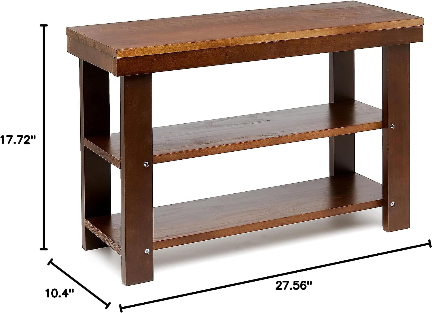Solid Pine Wood Entryway Shoe Rack Bench, Espresso