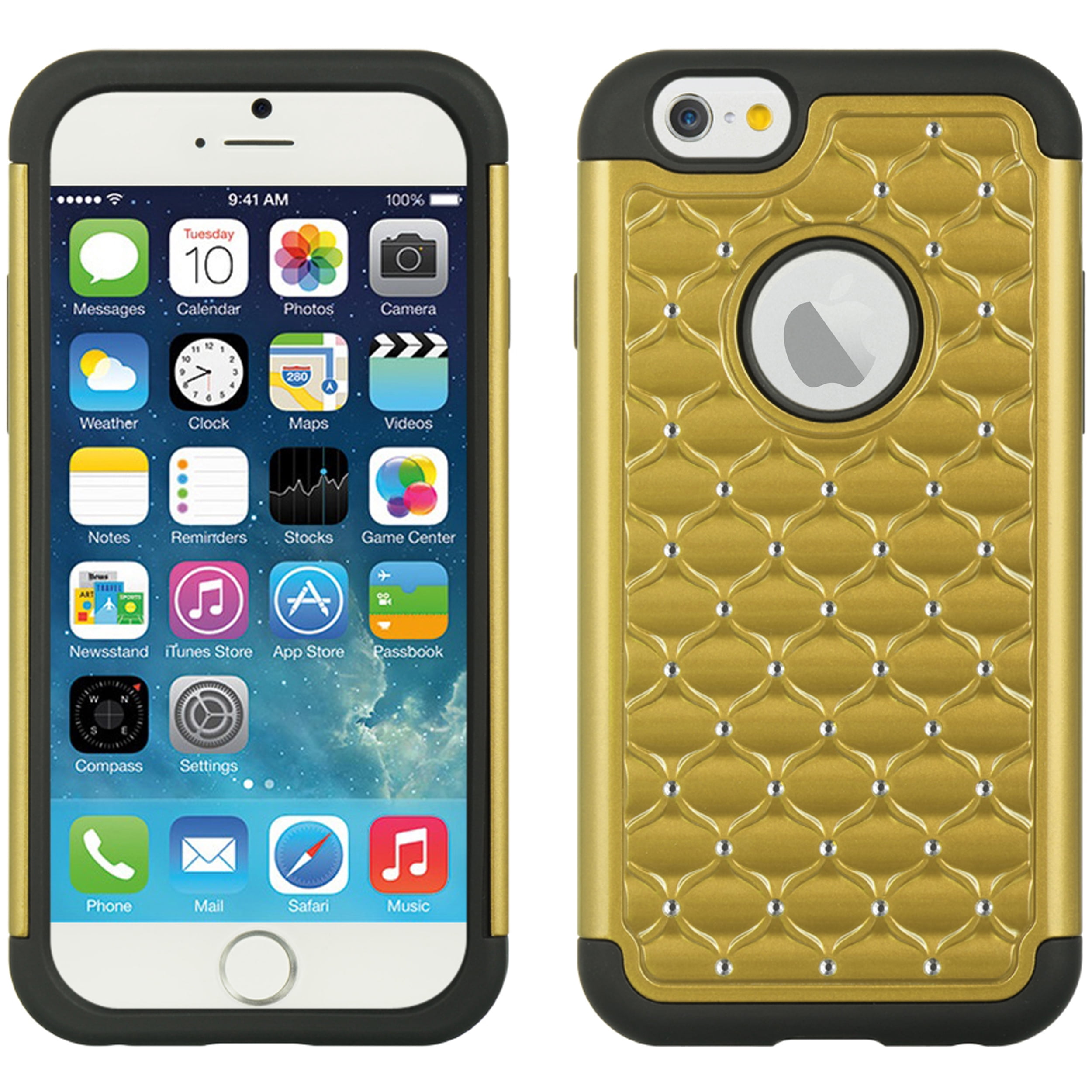 iPhone 6 / 6S Elegant Shining Diamond Ultra Thin Skin Case For Apple iPhone 6 / 6S With Drop Resistant, Shockproof Silicone Exterior (Gold/Black)