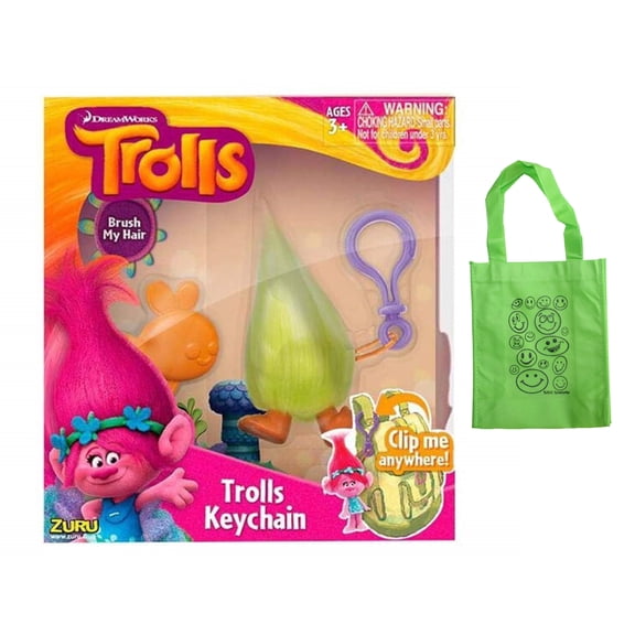 Trolls Fuzzbert Medium Keychain & Reusable Tote Bundle Set