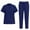 Dark Blue#030, variant on HAJWOH Womens Scrubs Sets Stretchy Nurse Uniform Short Sleeve V Neck Scrub Top & Jogger Pants Solid Color Scrubs Sets with Multi Pockets Dark Blue XL