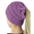 thumbnail image 1 of C.C Bonnet Doux Extensible en Tricot Torsadé, Bonnet Queue de Cheval, Nouveau Lavande, 1 of 2