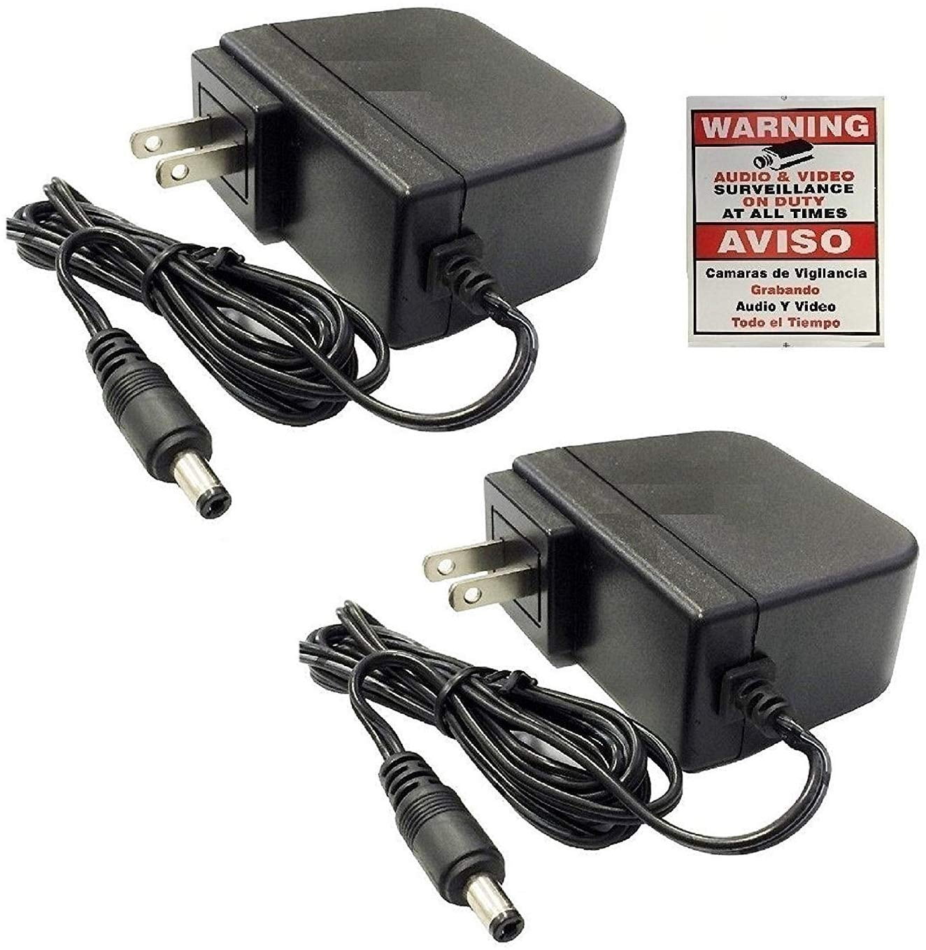 2 Pack 12V 2A 12 Volt DC 2 Amp Surveillance Camera Power Supply For
