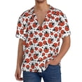 thumbnail image 3 of Fotbe Red Ladybugs print Short Sleeve Button Down Shirts for Men Casual Summer Beach Wrinkle Free Shirt-Small, 3 of 7