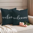 thumbnail image 2 of Welcome Outdoor Waterproof Pillow Covers, Black Vintage Style Simple Farmhouse Wood Grain Decorative Square Throw Pillowcase Sofa Cushion Sham for Patio/Couch/Chair, 20"x20" 2 Pack, 2 of 8