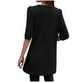 thumbnail image 7 of Olyvenn Women Rib Knit Tunic Tops Short Sleeve Crewneck Long Shirts 2025 Trendy Solid Color Basic Casual Blouses Tunics Black XL, 7 of 7
