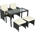 thumbnail image 3 of Patio Rattan Furniture Sets 5 Pieces PE Rattan Wicker Chairs with Table Outdoor Garden Furniture Sofa Sets W/Removable Cushions, Beige, 3 of 6