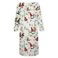 thumbnail image 6 of Women Plus Size Christmas Bow Print Long Sleeve Pajamas Loose Nightdress Women's Sleepwear white&nbsp;nightgown White L, 6 of 6