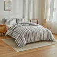 thumbnail image 2 of White and Grey Boho Duvet Cover Queen Size Striped Tufted Duvet Cover Set, Textured Bedding Set, 2 of 6