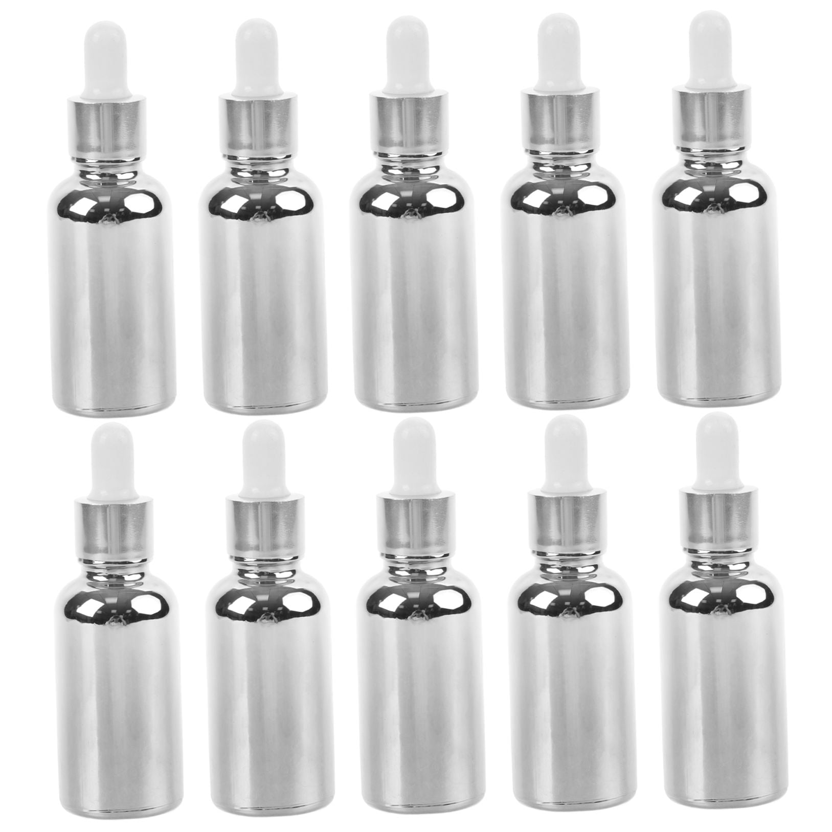 Raindrops  10 Pcs Portable Small Dropper Bottles Squeezable Miss Travel Silver