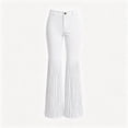 thumbnail image 5 of Karymi Faux Suede Fringe Flare Women's Pants, Mid‑High Waist Button Zipper Closure Western Style Bell‑Bottom Long Trousers for Party Going‑Out, 5 of 8