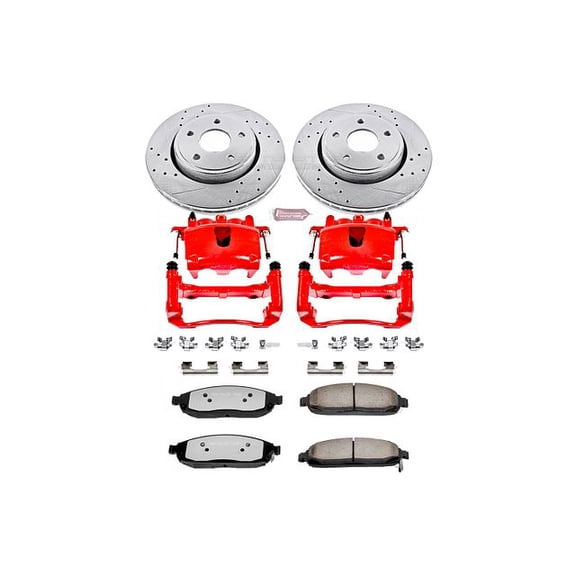 PowerStop Front Z36 Truck & Tow Brake Pad and Rotor Kit with Red Powder Coated Calipers Fits: JEEP Select Models KC2219-36