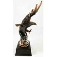 thumbnail image 4 of Flying Bald Eagle Hoisting The American Flag Bronze Electroplated Figurine With Base Resin Statue, 4 of 4