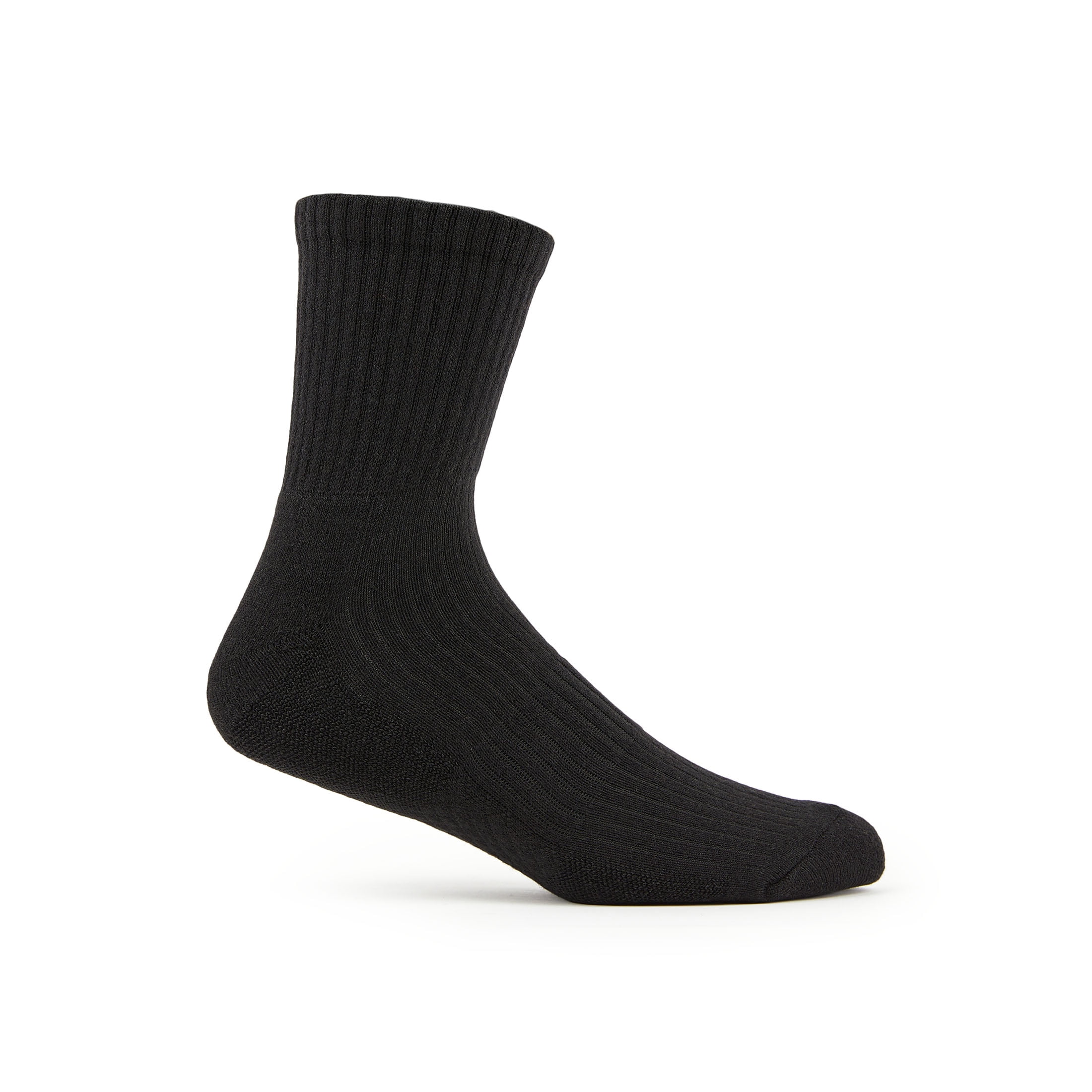 Fruit of the Loom Men's All Day Comfort Mid Ankle Socks, Black, Sizes 6-12 (6-Pack)