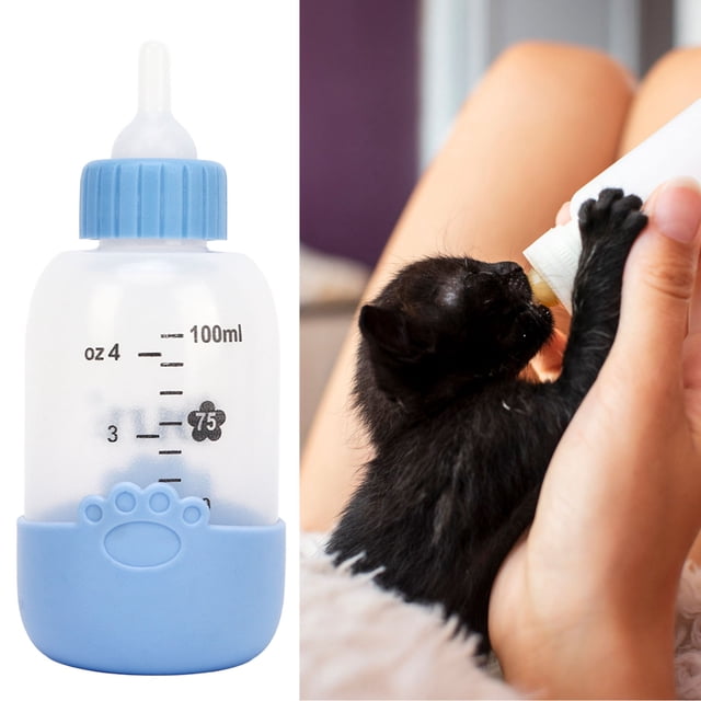 100ml Feeding Bottle, Pet Nursing Bottle, Portable Milk Bottle with 3pcs Replacement Mini Nipple for All Breed of Newborn Puppies, Rabbits, Kittens and Other Small Animals