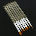 thumbnail image 6 of Limei 7Pcs Nail Art Liner Brushes, Nail Art Brushes Set Acrylic UV Gel Glitter Drawing Painting Brushes Nylon Hair Carving Flower Pens Nails Tools (Golden), 6 of 7