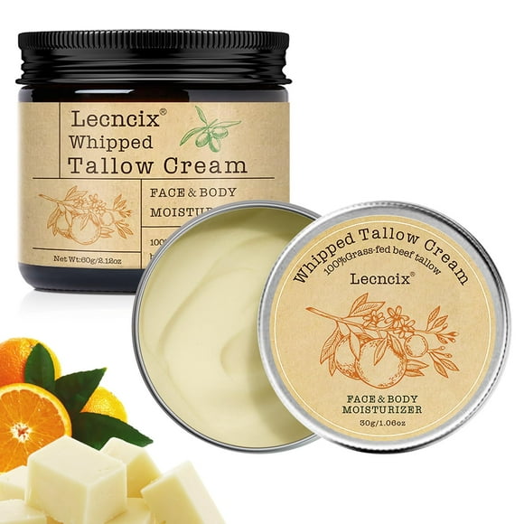 Crema hidratante para la piel Lecncix de sebo de res alimentada con pasto 60 g+30 g