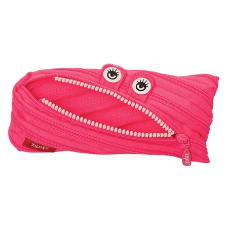ZIPIT Monster Pencil Case for Girls, Holds up to 30 Pens, Made of One Long Zipper! (Pink)