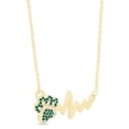 thumbnail image 3 of AFFY Round Cut Simulated Birthstone Paw & Heartbeat Pendant Necklace In 14K Yellow Gold Over Sterling Silver By, 3 of 7