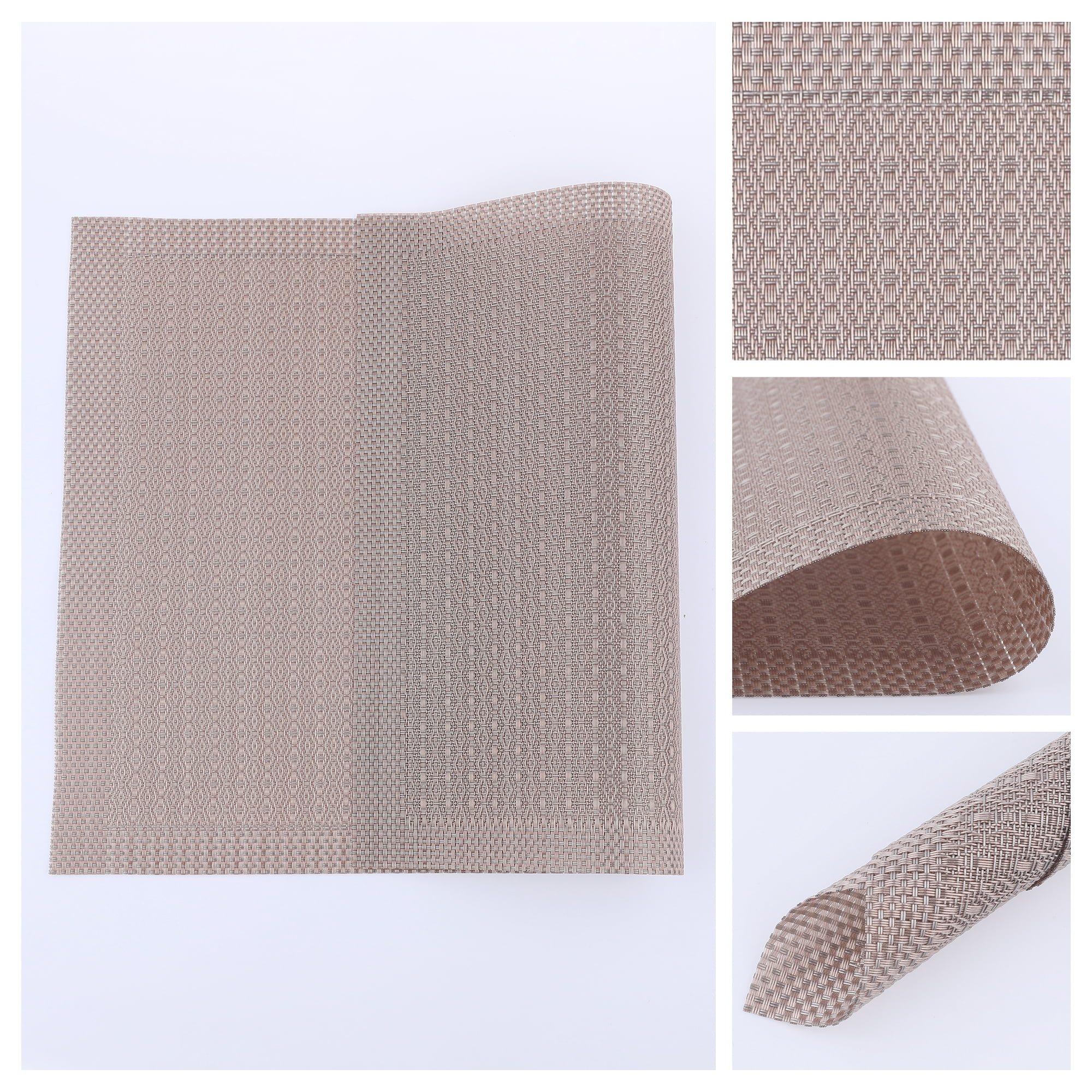 Unique Bargains Rustic Placemats Set of 6 Placemats for Dining Table Decor Khaki 18x12in
