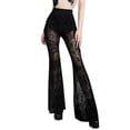 thumbnail image 1 of Y2K Gothic Black Lace Mesh Flared Pants Sexy Harajuku Aesthetic See Through Long Trousers Vintage Women Summer Pants Streetwear, 1 of 4