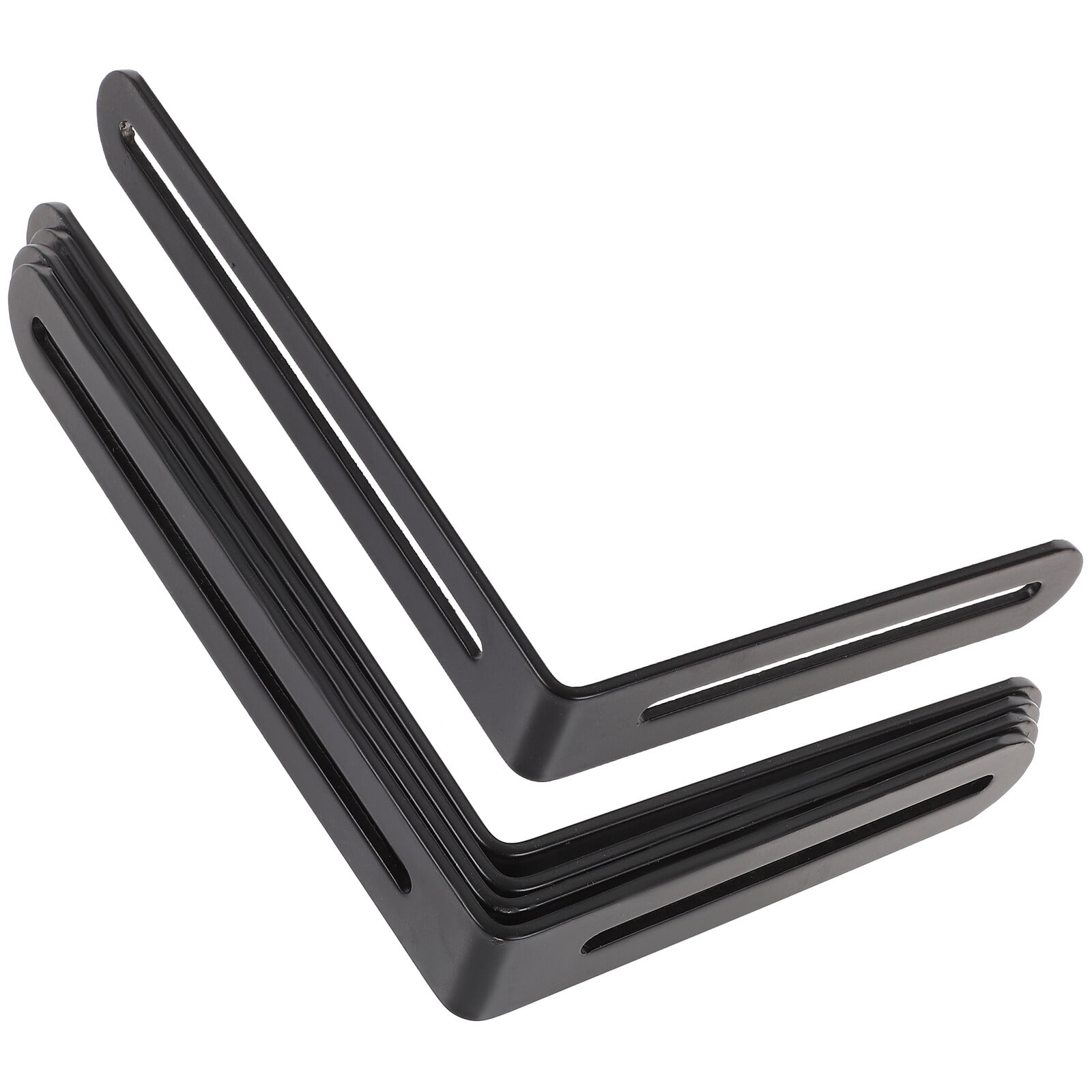 LABSERRON 4Pcs Adjustable Slotted L Brackets Black for Shelf Support and Furniture