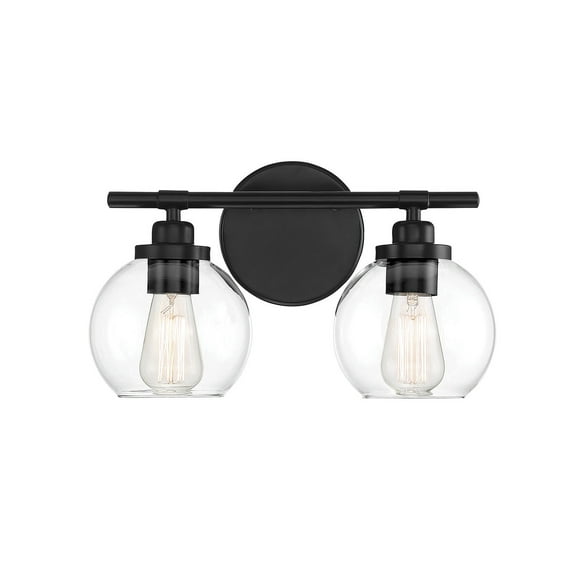 Contemporary 2-Light Vanity Light Fixture in Matte Black