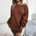 thumbnail image 2 of XEGLSBU Womens Sweater Dresses for Fall Brown Womens Boat Neck Long Batwing Sleeve Casual Loose Oversized Colored Long Sleeve Wool Dress Fall Sweater Dresses for Women 2025 Long Orange Size S, 2 of 9