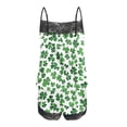 thumbnail image 4 of Blmnix 2 Piece Pajama Set St. Patrick Sleepwear Sets Tops Green Short Lace Neckline Sleeveless Slim-Leg Womens Valentines Pajamas,XL, 4 of 5