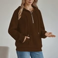 thumbnail image 6 of CQONEPT Women's Hoodies Drawstring 1/4 Zip Dressy Casual Sweatshirts with Pockets Outdoor Trendy Fleece Lined Pullover Brown S, 6 of 6