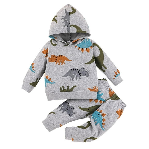 Gerichy Toddler Baby Boy Clothes Fall Winter Outfit, Toddler Boys Girls Long Sleeve Cartoon Dinosaur Prints Hoodie Tops Pants Outfits