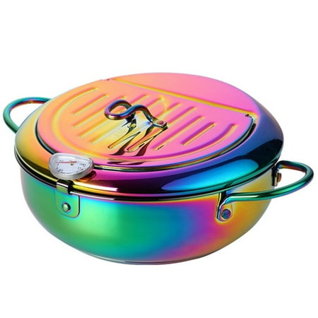 

Stainless Steel Frying Pot with a Thermometer Kitchen Utensils Tempura Fryer Pan Convenient Skillet - Multicolor