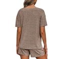 thumbnail image 6 of Womens 2 Piece Lounge Sets Ribbed Knit Pyjama Sets Short Sleeve V Neck Lounge Top and Shorts Sweatsuits Outfits Sleepwear, 6 of 7