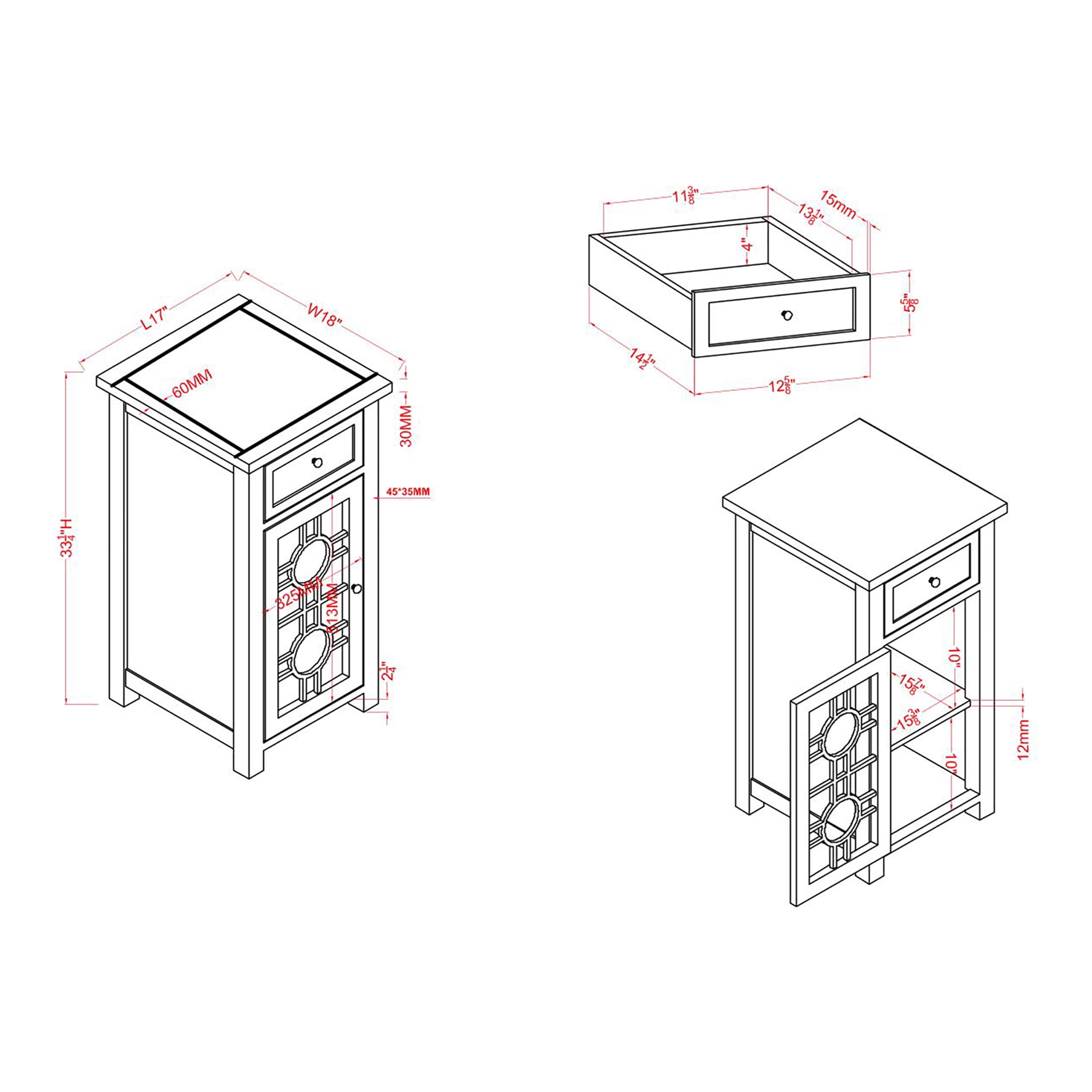 Furniture of America Sally 1-Drawer Side Table, Antique White