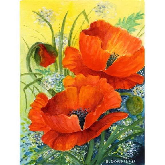 Poppies by Maureen Bonfield Flag Canvas House Size
