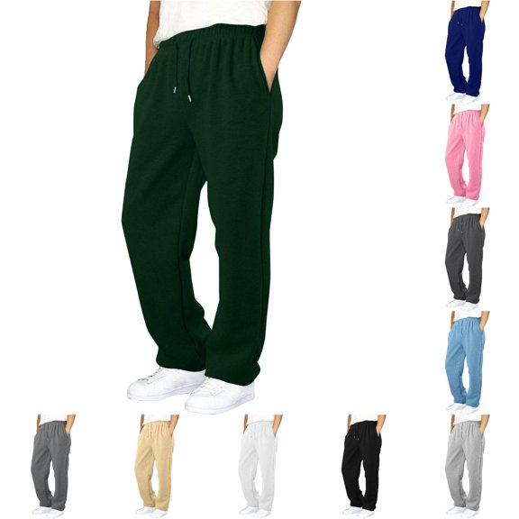 FYDUU Boys Baggy Sweatpants Straight Leg Elastic Waist Open Bottom Athletic Joggers Sweat Pants with Pockets Solid Color Kids Casual Pants Fashion Slacks 11-12 Years
