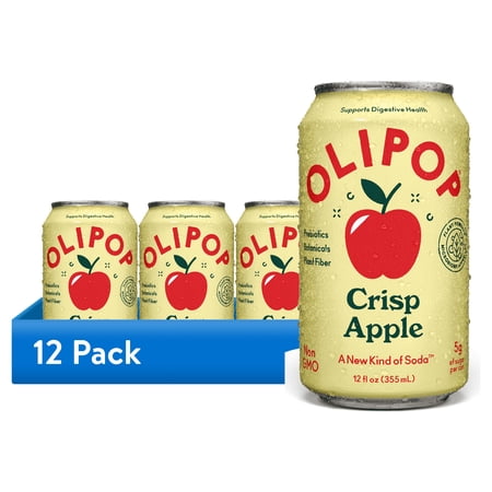(12 pack) Olipop Prebiotic Soda Beverages with Prebiotics Botanicals & Plant Fiber Crisp Apple 12 fl oz