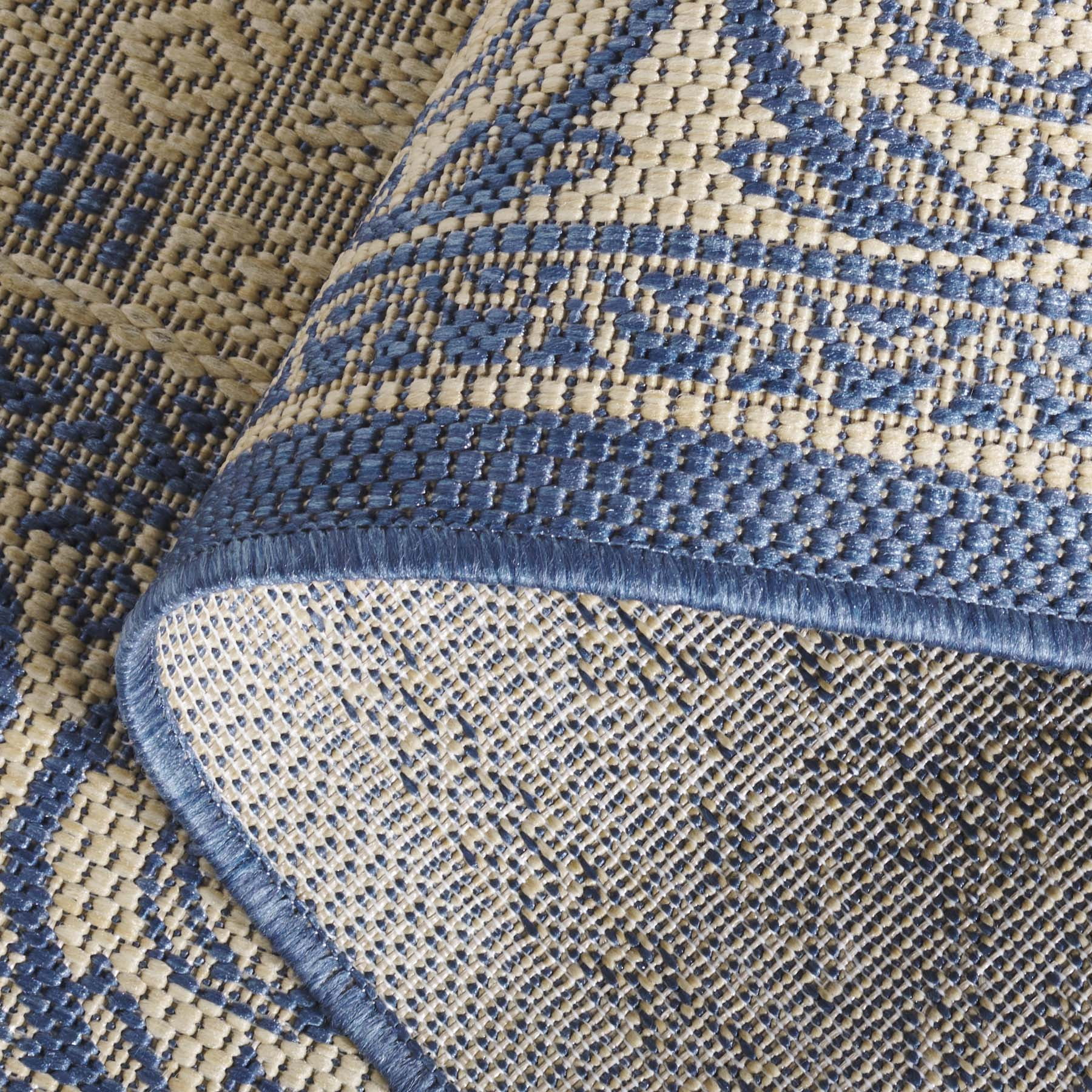 Safavieh Courtyard Gaus Oriental Indoor/Outdoor Area Rug, Natural/Blue, 2' x 3'7"
