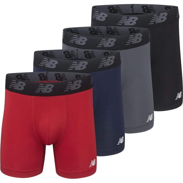 Calzoncillos tipo bóxer New Balance para hombre, estándar 5, rendimiento, paquete de 4