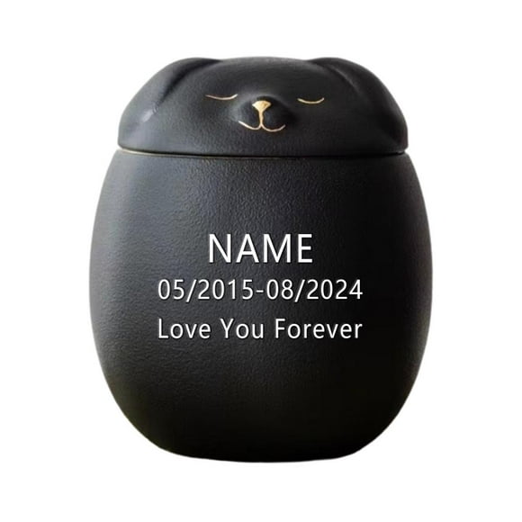 Custom Personalized Cat / Dog Urn,Pet Urn Cremation Urn Ceramic Urn | Black S1 P2I7
