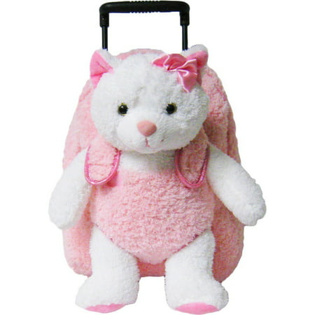 Kreative Kids Girls Pink White Kitty Cat Plush Cute Stylish Animal Roller