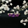 thumbnail image 3 of Rosec Jewels Three Stone Ring for Women - Natural Amethyst Crossover Ring - AAA Quality, 18K Yellow Gold, US 5.50, 3 of 9